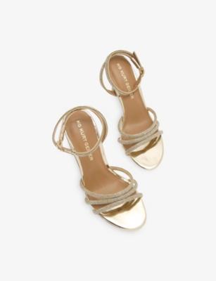 Kg Kurt Geiger Womens Gold Fancy Heeled Woven Sandals Eur 40 / 7 Uk In Gold