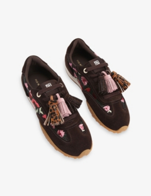 KG KURT GEIGER: Lavender Embroidered Faux-Leather Trainers