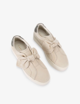 Carvela Womens Beige Chiara Bow Suede Low-top Trainers Eur 38/5 Uk