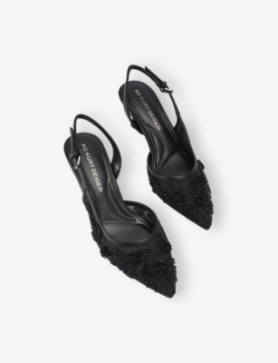 Kg Kurt Geiger Womens Black Aria Low Beaded Mesh Heeled Courts Eur 38/5 Uk In Black