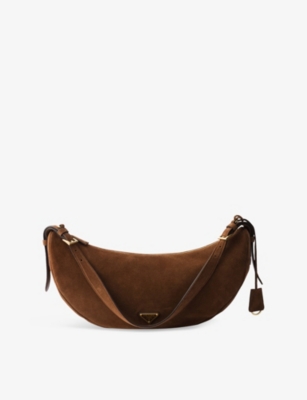 Prada Brown Suede Large Demi-lune Shoulder Bag