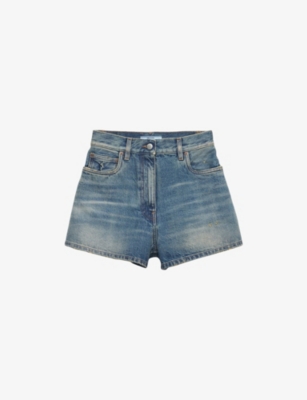 PRADA: Washed Regular-Fit Denim Shorts
