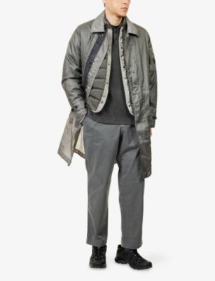 C.p. Company Mens Gunmetal Opal Long-length Nylon Overcoat In Gray