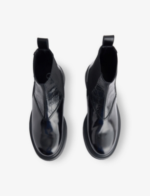 Gucci Black Leather Ankle Boot With Web Detail Men In Black