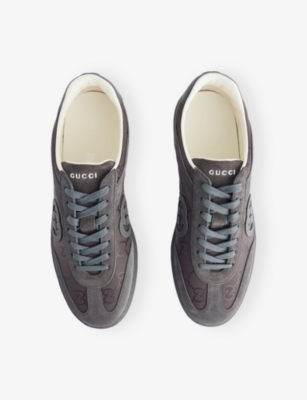 Gucci Mens G74 Tonal Canvas And Suede Sneakers In Gray