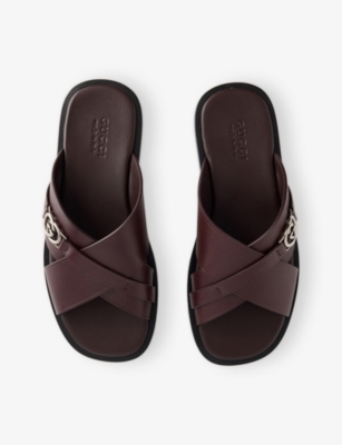 GUCCI: Interlocking G Leather Sliders