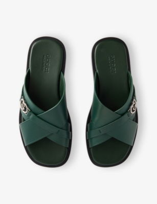 GUCCI: Interlocking G Leather Sliders
