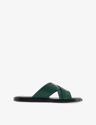 GUCCI: Interlocking G Leather Sliders