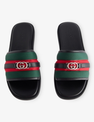 Gucci Men Gg Motif Slider Sandals In Multi