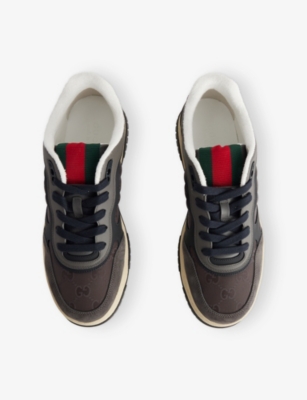 GUCCI: Re-Web Leather and Mesh Low-Top Trainers
