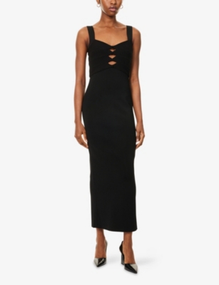 Herve Leger Womens Black The Alessia Cut-out Stretch-knitted Gown In Black