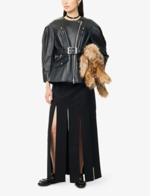 Simone Rocha Womens Black Sculpted Bow-embellished Leather Jacket In Black
