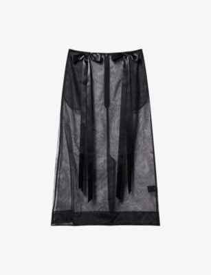 Simone Rocha Womens Black Bow-embellished High-waist Woven Midi Skirt In Black