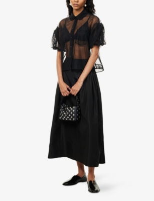 Simone Rocha Womens Black Bow Puffed-sleeves Woven Shirt In Black