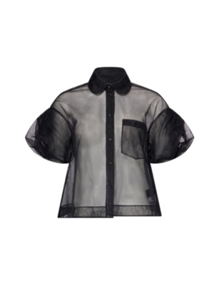 Simone Rocha Womens Black Bow Puffed-sleeves Woven Shirt In Black