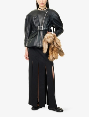 Simone Rocha Womens Black Bias Cut Multi-slit Woven Maxi Skirt In Black