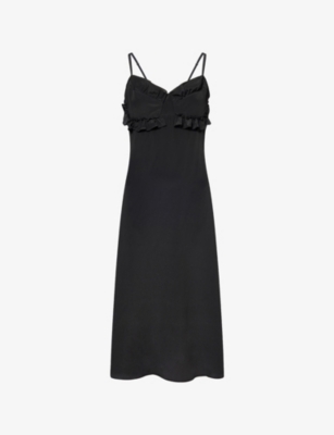 Simone Rocha Womens Black Ruffled Shoulder-straps Woven Midi Dress In Black