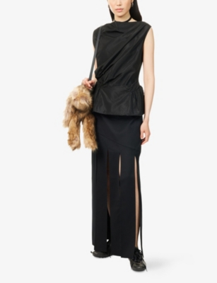 Simone Rocha Sleeveless Draped Peplum Top In Black