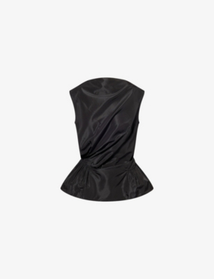 Simone Rocha Sleeveless Draped Peplum Top In Black