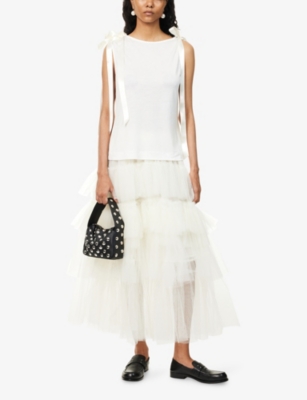 Simone Rocha Womens White Tutu Ruffled Woven Midi Skirt In White