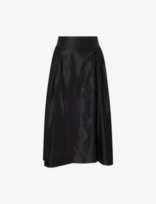 Simone Rocha Womens Black Hip Detail Flared Woven Midi Skirt In Black