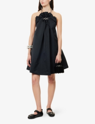 Simone Rocha Womens Black Ruched Balloon Woven Midi Dress In Black