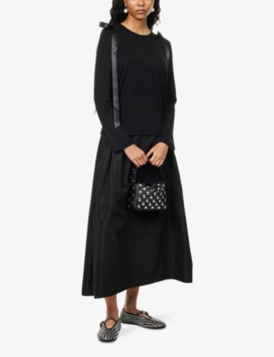 Simone Rocha Womens Black Bow-ribbon Long-sleeves Woven T-shirt In Black