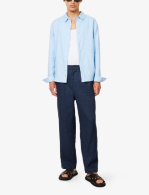 BELIER: Drawstring Wide-Leg Linen Trousers