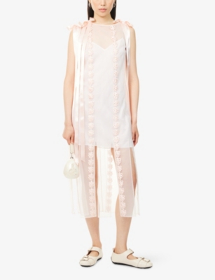 SIMONE ROCHA: Daisy Chain Bow-Embellished Woven Midi Dress