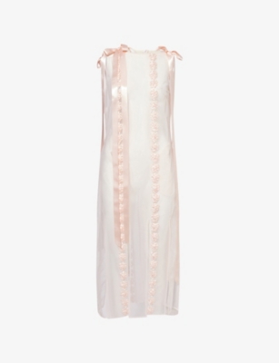 SIMONE ROCHA: Daisy Chain Bow-Embellished Woven Midi Dress