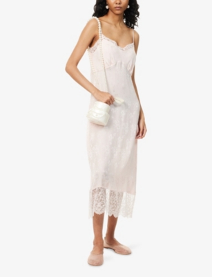 Simone Rocha Womens Blush Lace Floral Woven Midi Dress In Pink