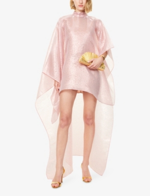 Taller Marmo Womens Dallas Band-collar Woven Kaftan Pink In Pink