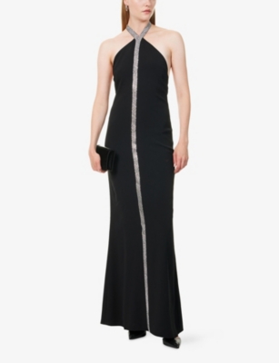 TALLER MARMO: Acropoli Halterneck Stretch-Woven Maxi Dress