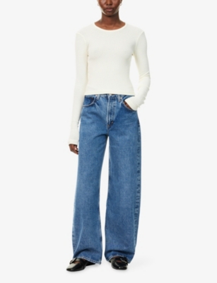 Agolde Womens Myth (bright Md Ind) Low Curve Denim Jeans In Blue