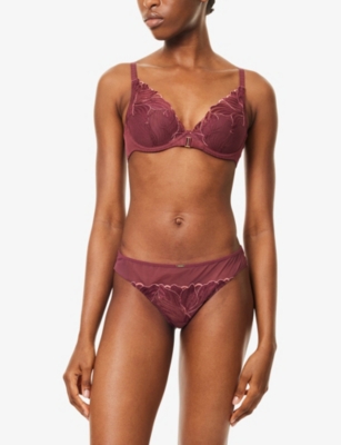 Chantelle Womens Sienna Legend Underwire Plunge Stretch-wovent-shirt Bra In Brown