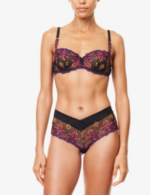 CHANTELLE: Champs Elysées Embroidered Stretch-Lace Balconette Bra