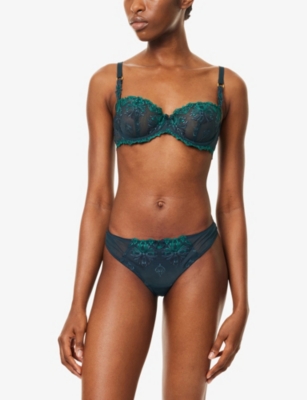 Chantelle Womens Eden Green Champs Elysées Embroidered Stretch-lace Balconette Bra 32dd In Green