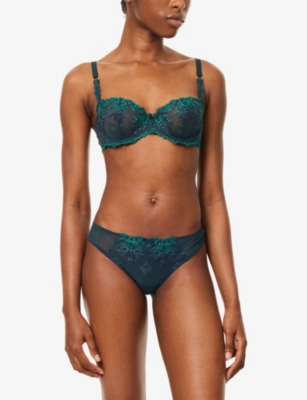 Chantelle Womens Eden Green Champs Elysées Stretch-mesh Tanga Briefs Xs In Green