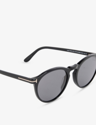 Tom Ford Mens Tf90401a Aurele Round-frame Acetate Sunglasses Shiny Black In Black