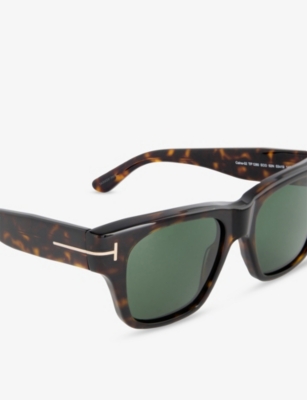 Tom Ford Mens Tf1284 52n Marlon Square-frame Tortoiseshell Acetate Sunglasses Dark Havana /green In Black