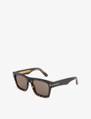 Tom Ford Mens Tf1284 52n Marlon Square-frame Tortoiseshell Acetate Sunglasses Dark Havana /smoke In Black