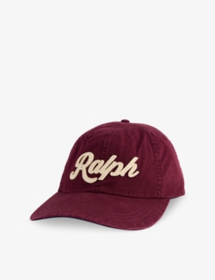 Polo Ralph Lauren Womens Brand-appliqué Cotton Baseball Cap Harvard Wine