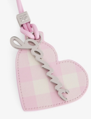 GANNI: Bou Heart Mirror Leather-Blend Charm