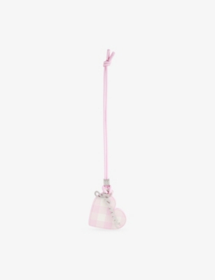 GANNI: Bou Heart Mirror Leather-Blend Charm