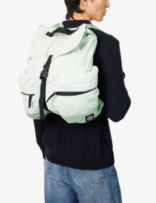 Brand-Patch Zip-Pockets Linen-Blend Backpack