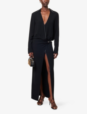 THE ATTICO: Blazer Wrap Woven Maxi Dress