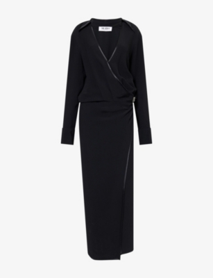 THE ATTICO: Blazer Wrap Woven Maxi Dress