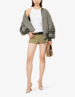 THE ATTICO: Crystal-Embellished Ribbed Cotton Tank Top