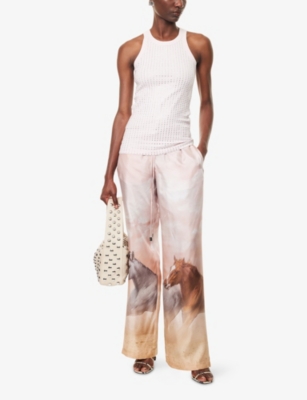 THE ATTICO: Drawstring Wide-Leg Silk Trousers