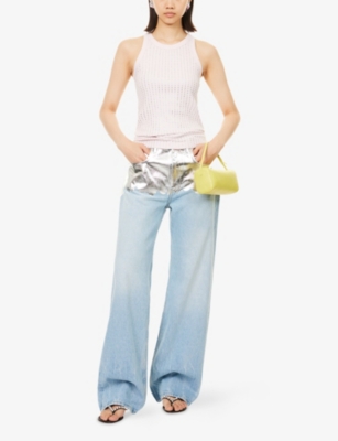 THE ATTICO: Crystal-Embellished Ribbed Cotton Tank Top